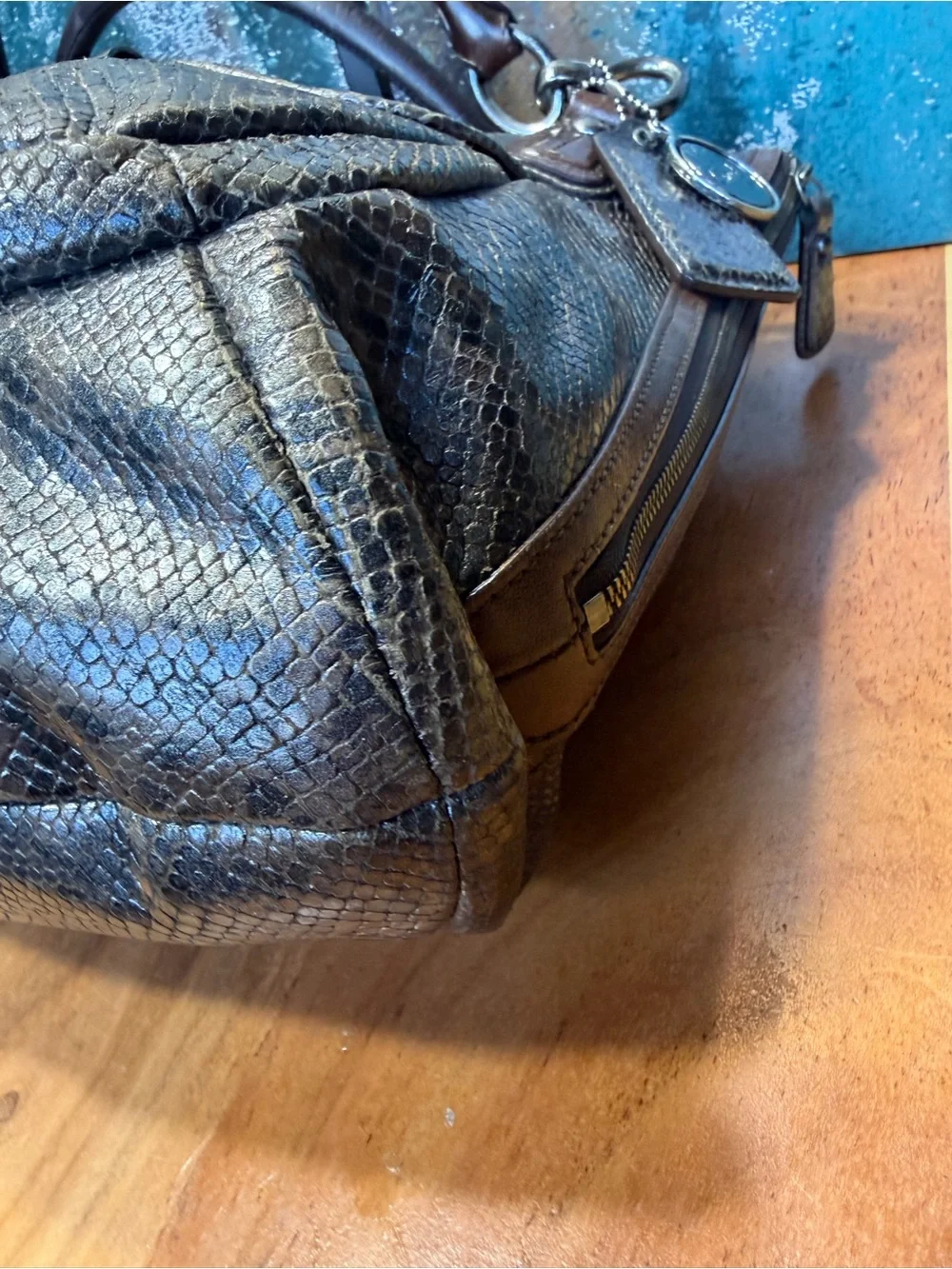 Coach Old Money 2011 Kristin Python Embossed Leather Tote Bronze